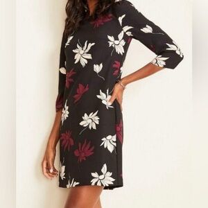 Ann Taylor Black and Cream Floral Dress